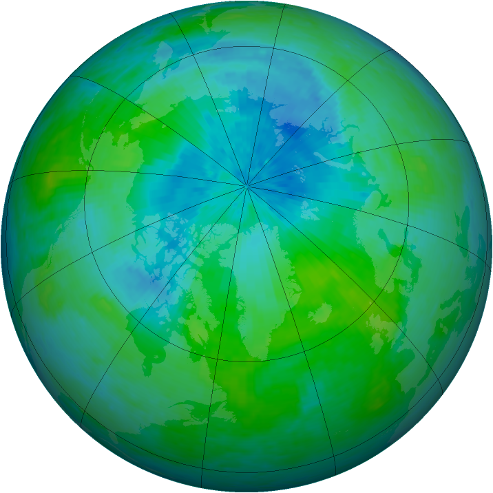 Arctic ozone map for 16 August 1993